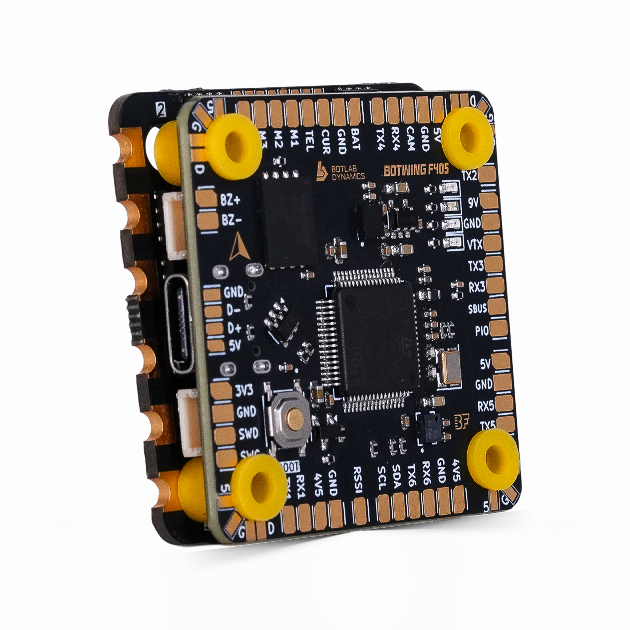 Botlab Dynamics BotStack BotWing F405 FC Solderless Design and BotDrive AM32 4-in-1 ESC 55 Amps