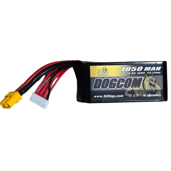 DOGCOM 6S 1050mAh 150C 22.2V LiPo Battery XT60