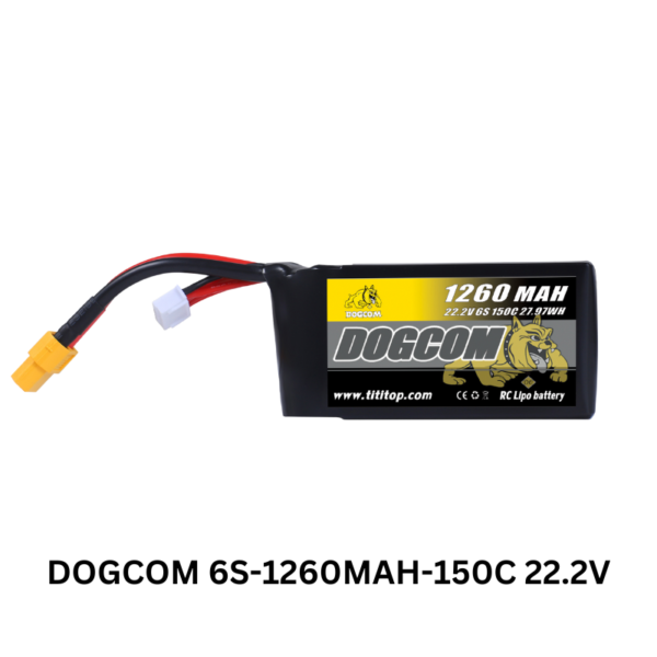 DOGCOM 6S 1260mAh 150C 22.2V LiPo Battery XT60