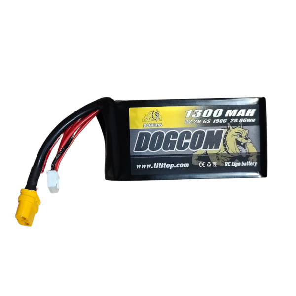 DOGCOM 6S 1300mAh 150C 22.2V LiPo Battery XT60