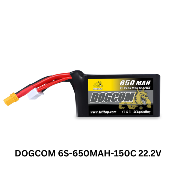 DOGCOM 6S 650mAh 150C 22.2V LiPo Battery XT30