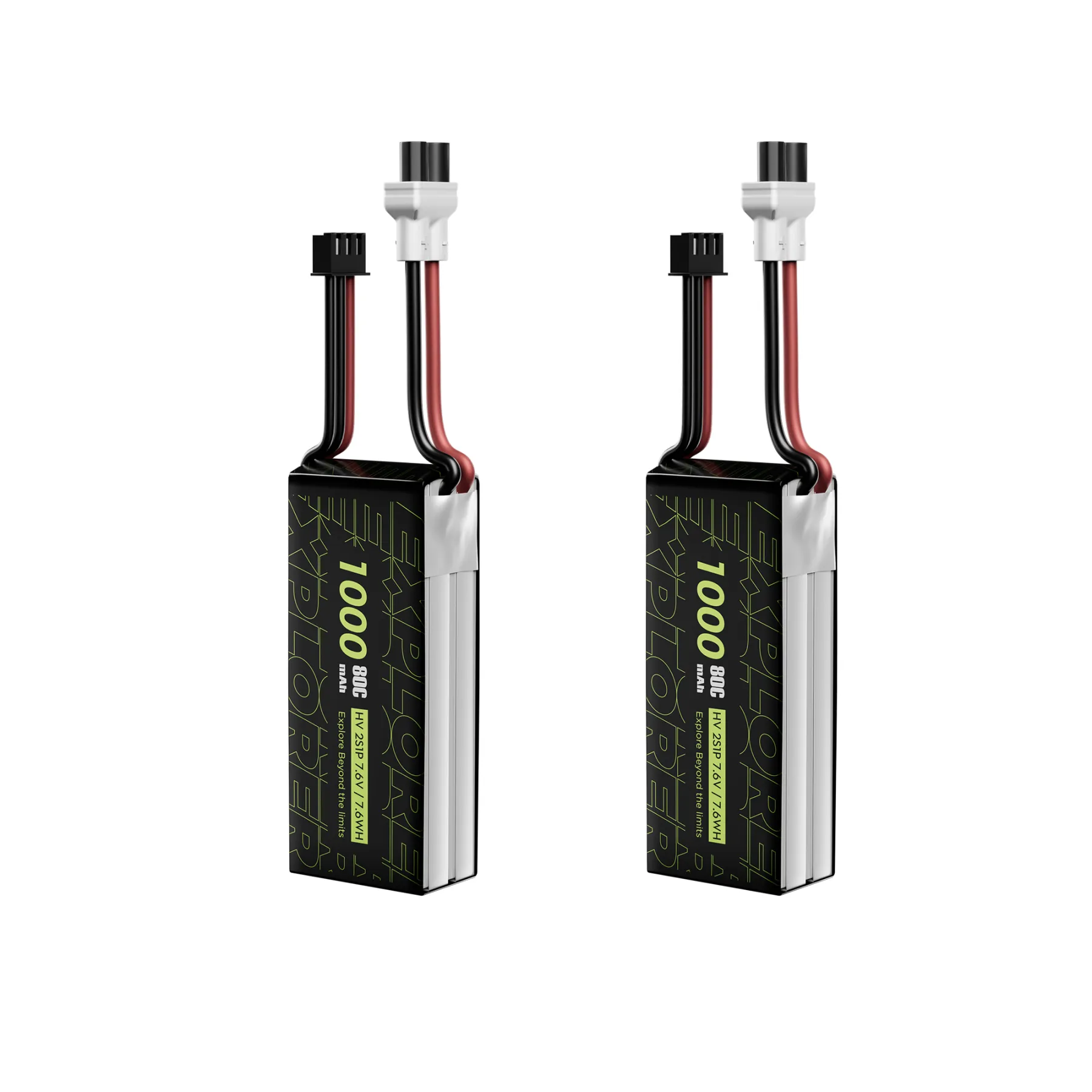 Flywoo 2PCS Explorer 1000mAh LiHV 2S 80C Battery （Flywoo XT30UP）