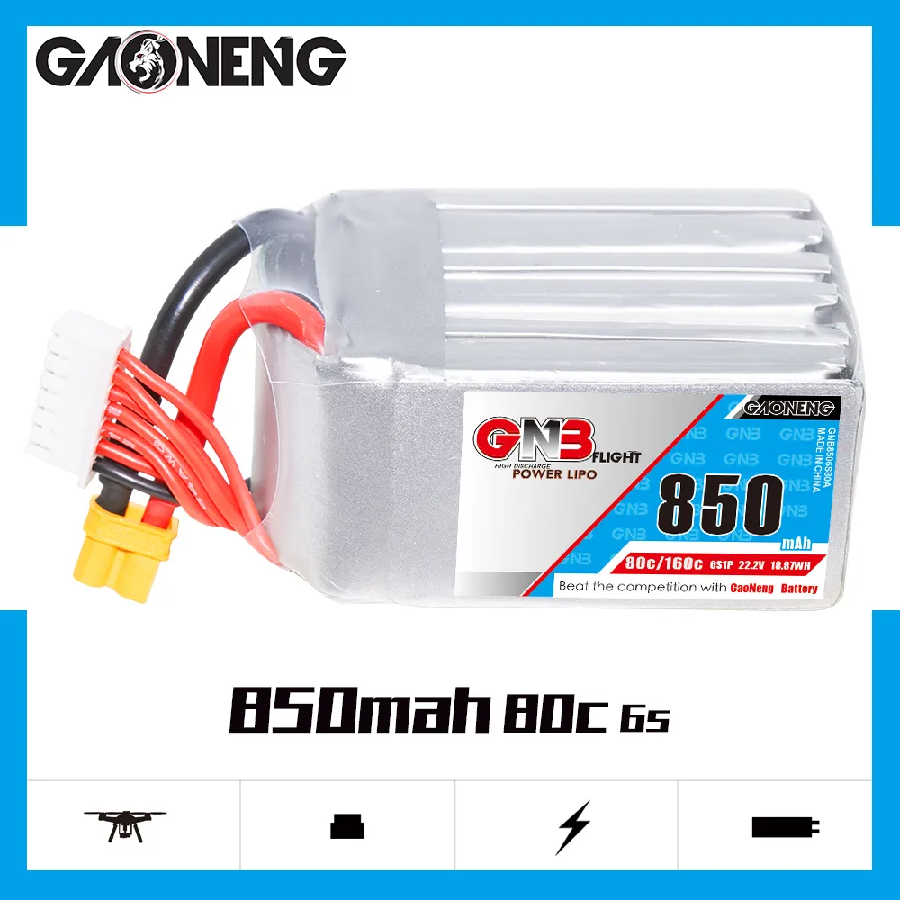 GAONENG GNB 6S 22.2V 850mAh 80C XT30 Connector LiPo Battery