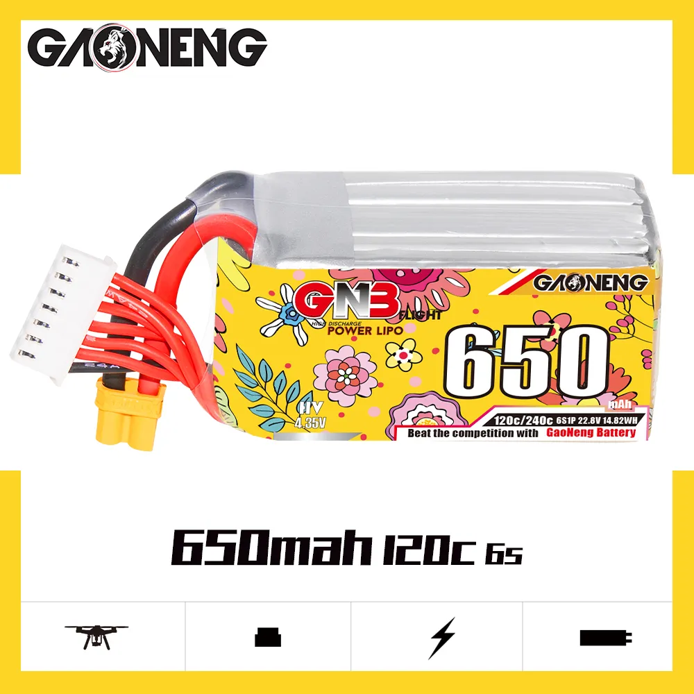 GAONENG GNB LiHV 6S 22.8V 650mAh 120C XT30 LiPo Battery